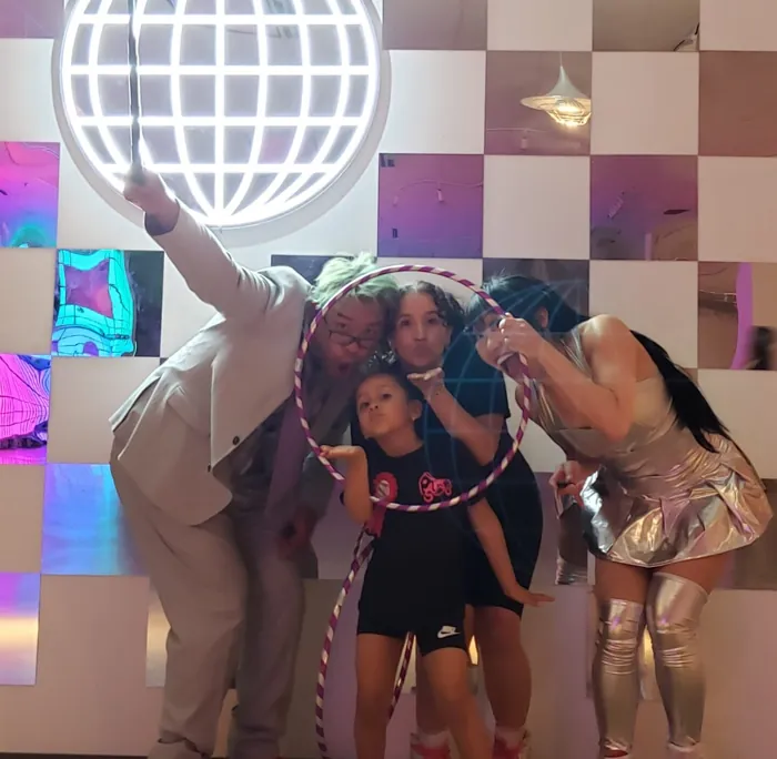 Skaters under the disco ball